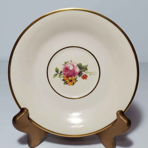 Syracuse China Teacup and Saucer Pink Blue Yellow Flowers Vintage - Picture 4 of 6